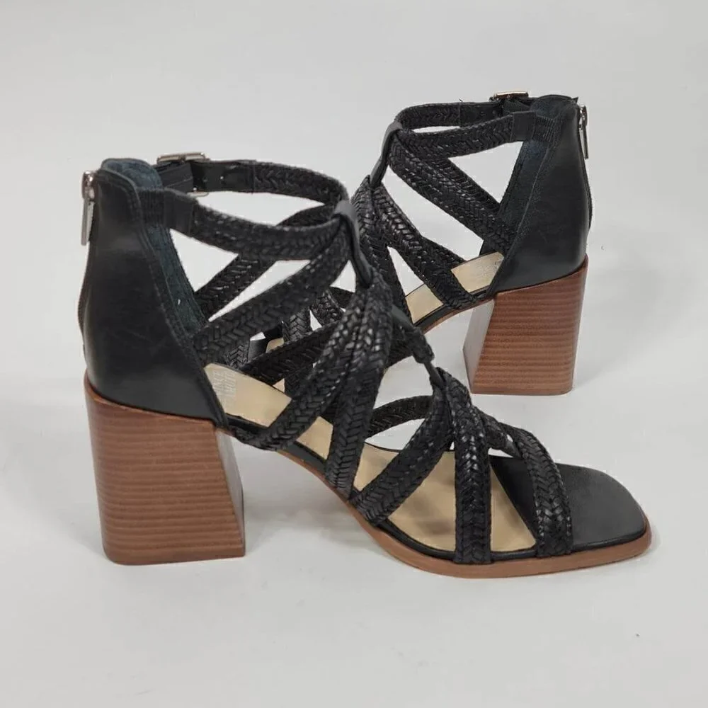 Vince Camuto Black Leather Sandals  #145 Size 10M